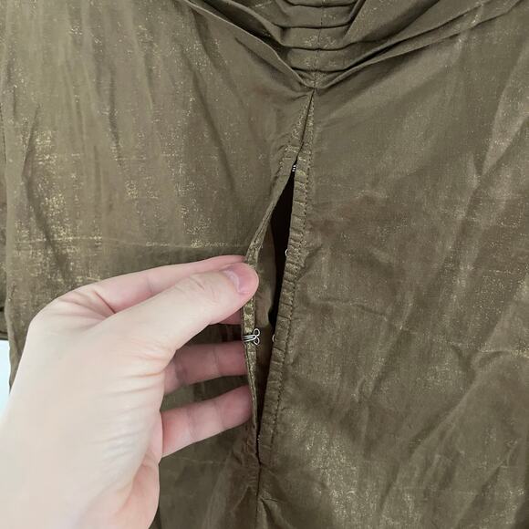 Vera Wang Brown with Gold Metallic Boatneck Top - Picture 6 of 6